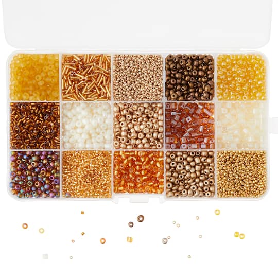 6 Pack: Champagne Mix Glass Seed Beads by Bead Landing&#x2122;